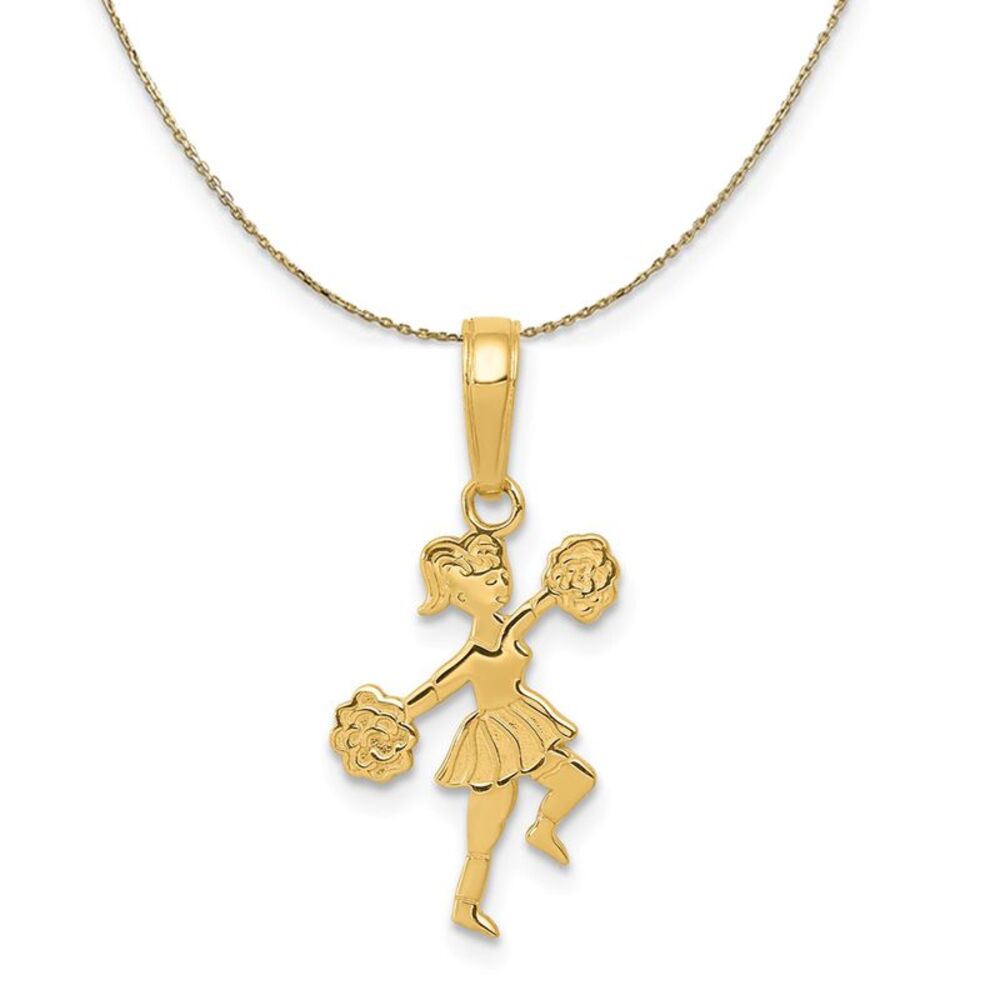 14k Yellow Gold Small Cheerleader Necklace - 24 Inch